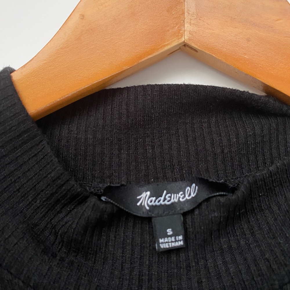 Madewell Black Mock Neck Ribbed Mini Dress Size S